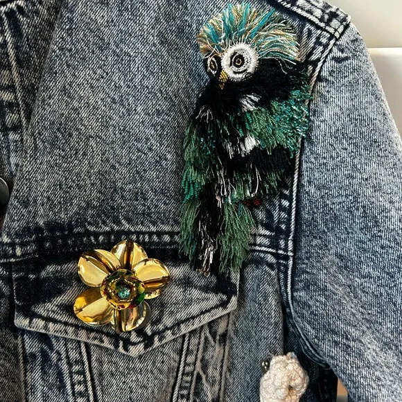 ALICE + OLIVIA EMBELLISHED DENIM JACKET SZ XS - Picture 6 of 13